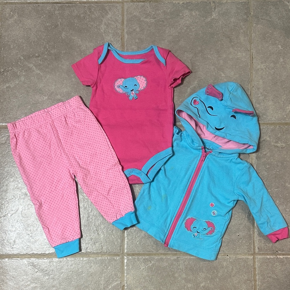 Fisher-Price Pink and Blue Elephant Baby Set